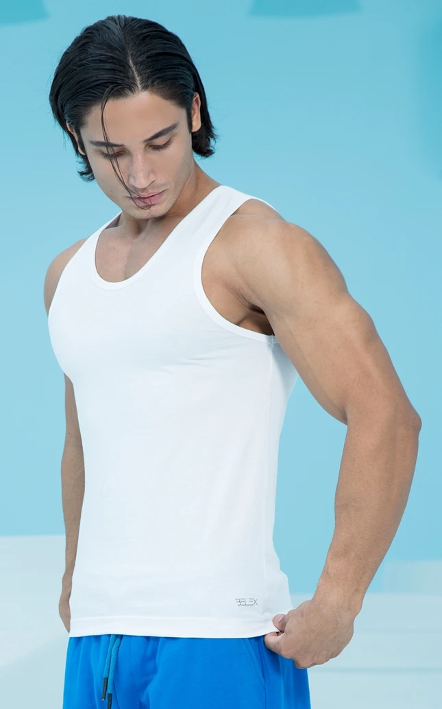 زیرپوش مردانه بلکس مدل رکابی یقه گرد سفید